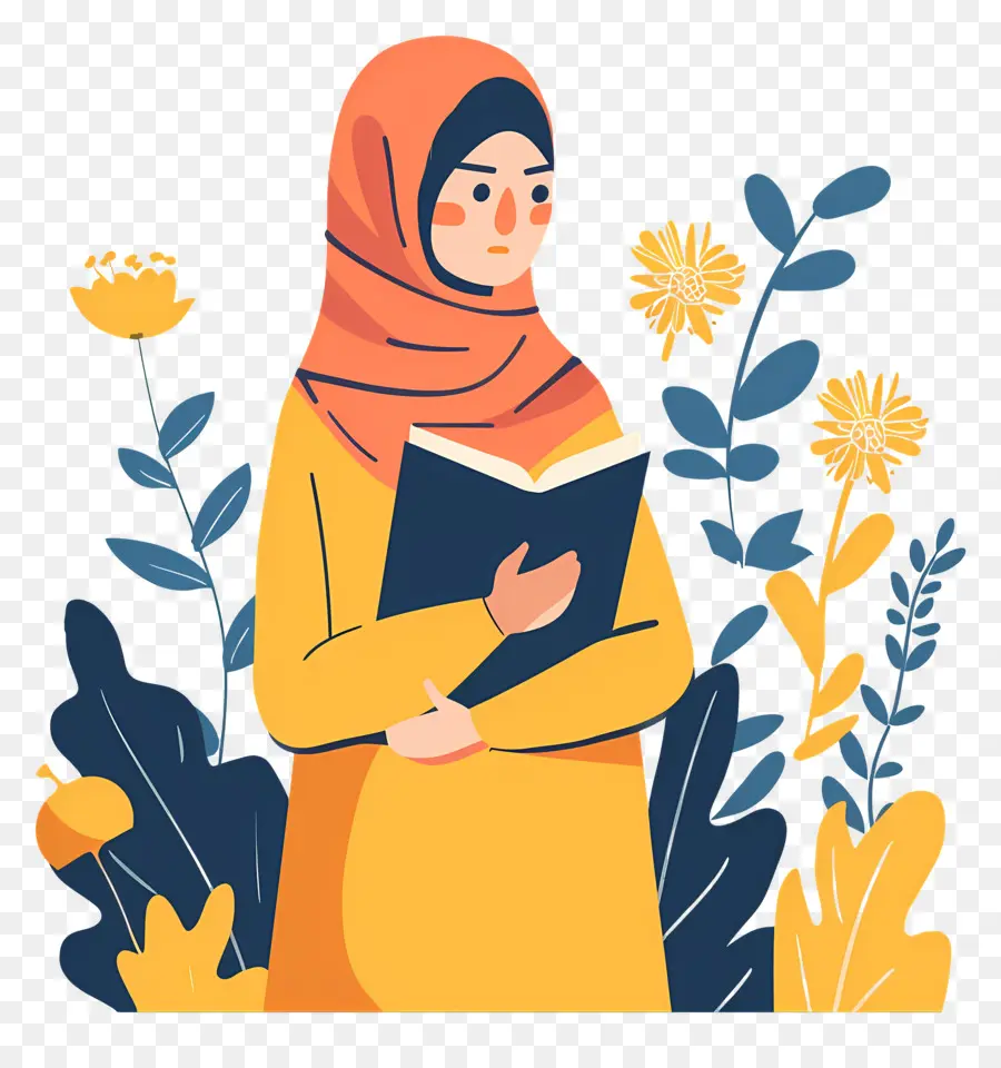 Buku Pegangan Gadis Hijab，Wanita Membaca PNG