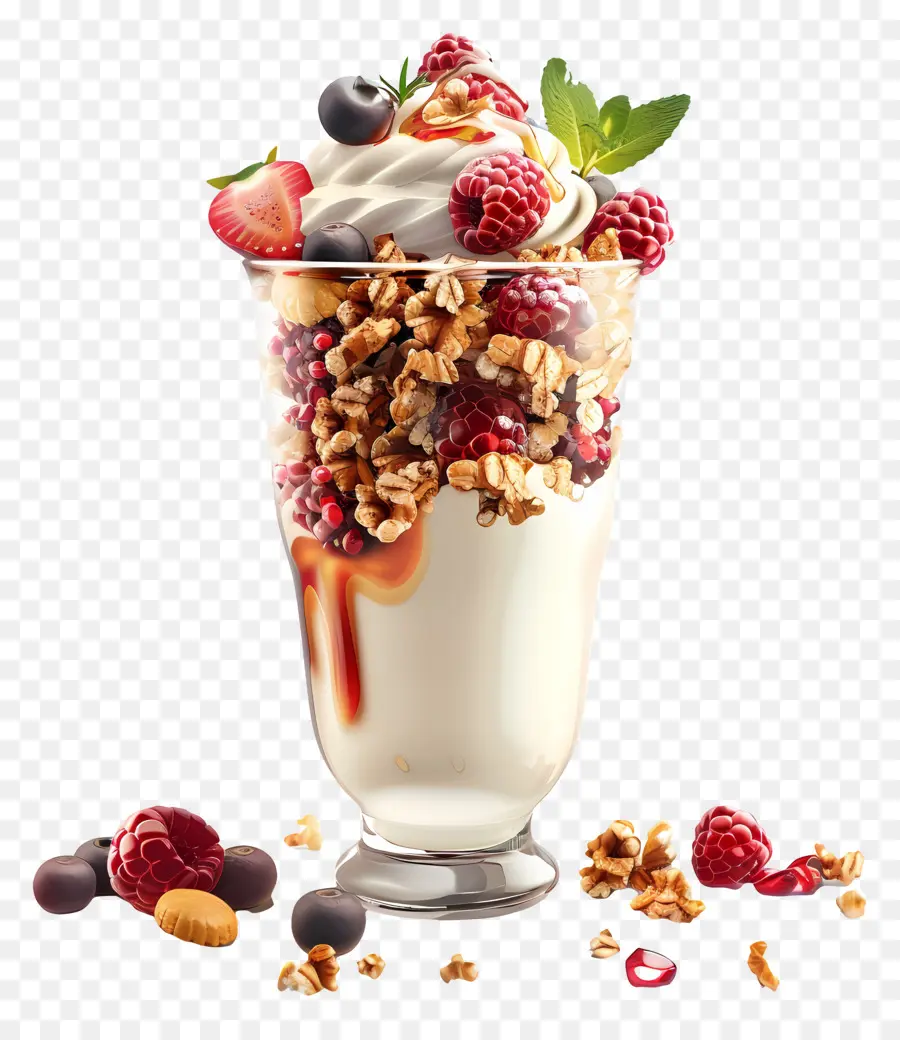 Parfait Yogurt，Buah Buahan PNG