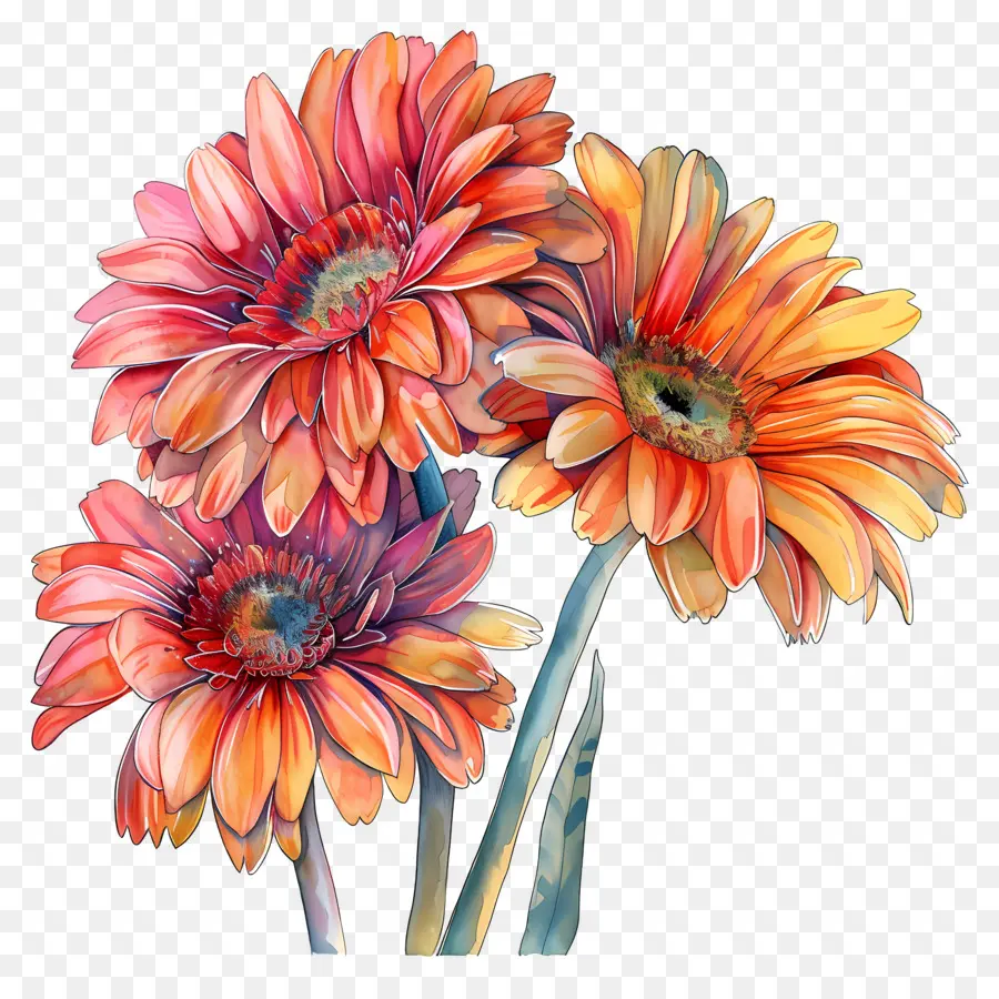 Bunga Gerbera，Bunga Berwarna Warni PNG