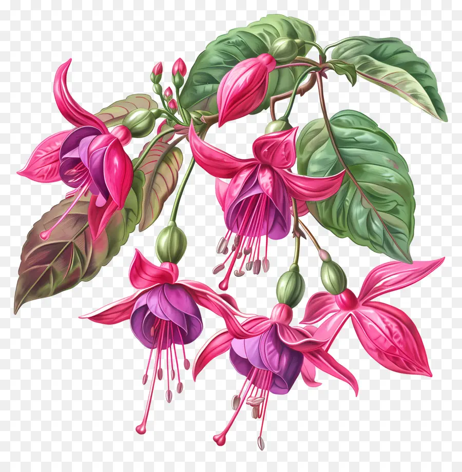 Bunga Fuchsia，Bunga Merah Muda PNG