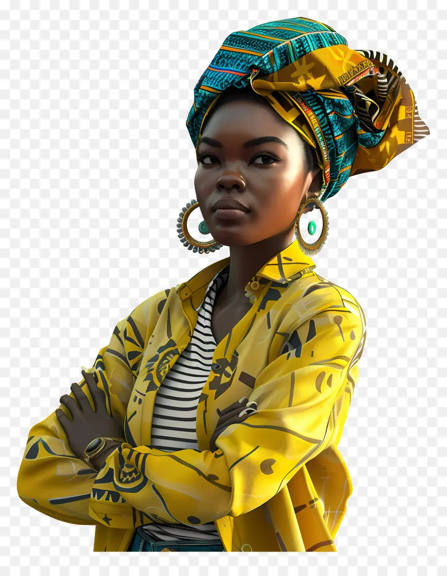 Wanita Afrika，Wanita Berbaju Kuning PNG