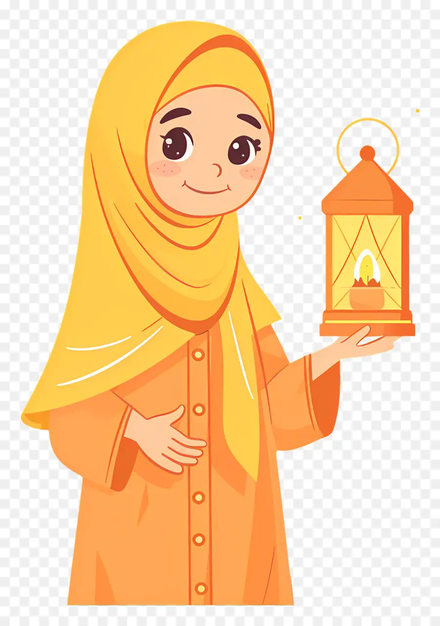 Gadis Hijab Memegang Lentera，Gadis Dengan Lentera PNG