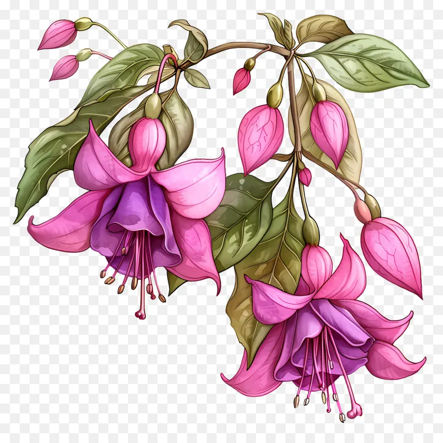 Bunga Fuchsia，Bunga Merah Muda PNG