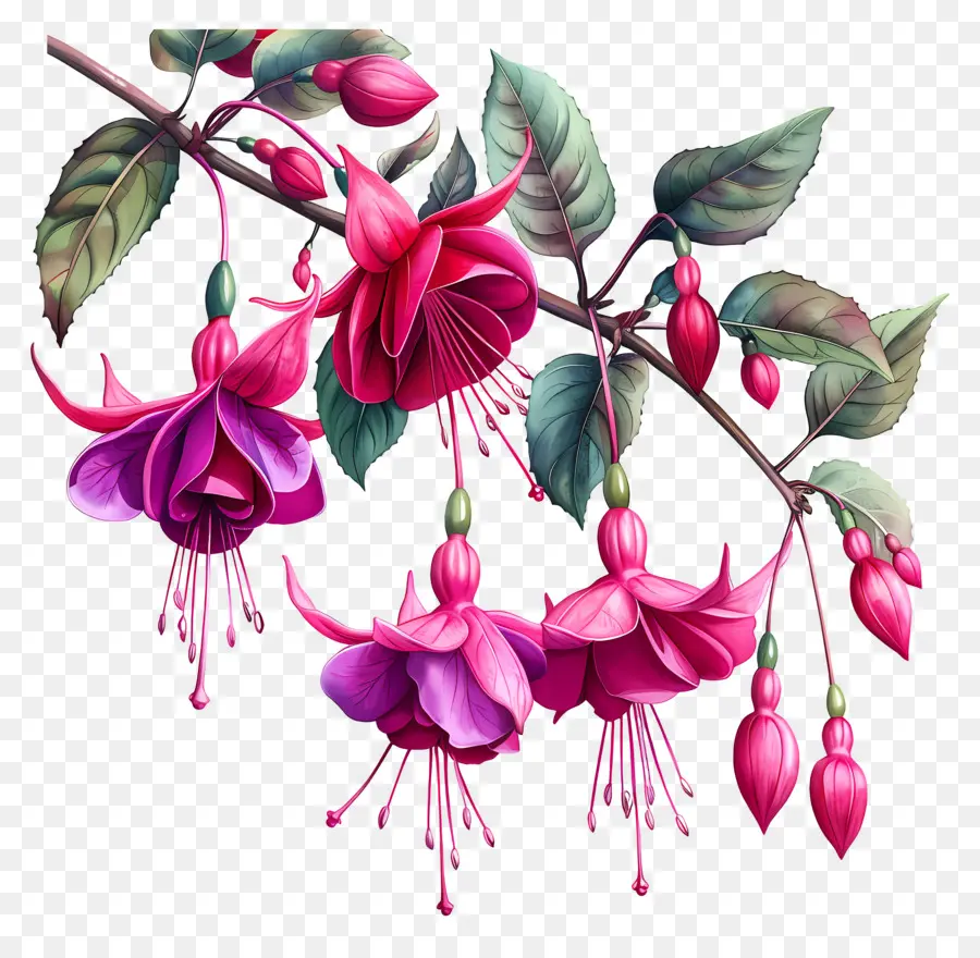 Bunga Fuchsia，Bunga Merah Muda PNG