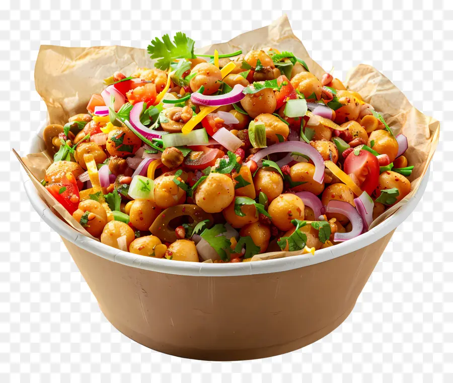 Mangkuk Chana Chaat，Salad Buncis PNG