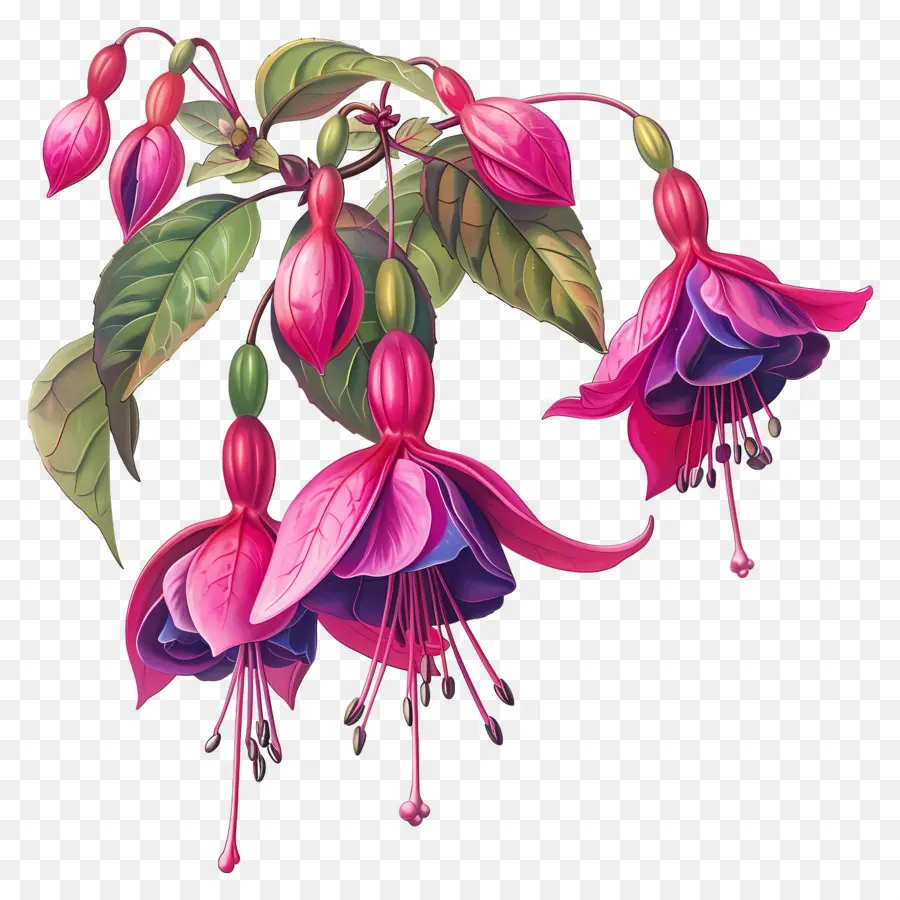 Bunga Fuchsia，Bunga Merah Muda PNG