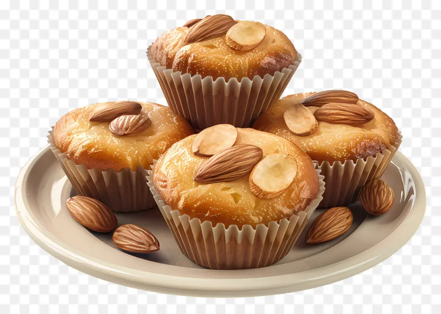 Muffin Almond，Dipanggang PNG