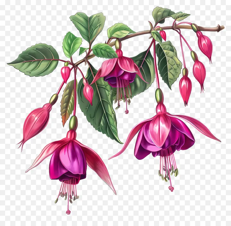 Bunga Fuchsia，Bunga Merah Muda PNG