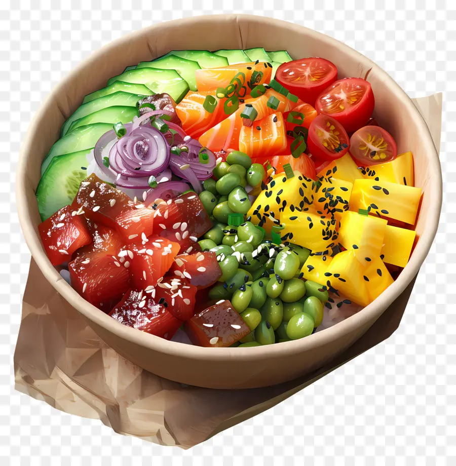 Mangkuk Poke，Salad PNG