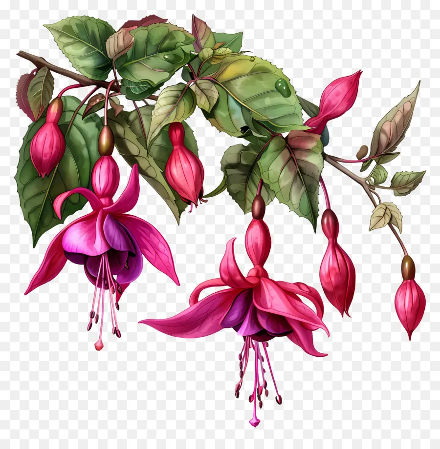 Bunga Fuchsia，Bunga Merah Muda PNG