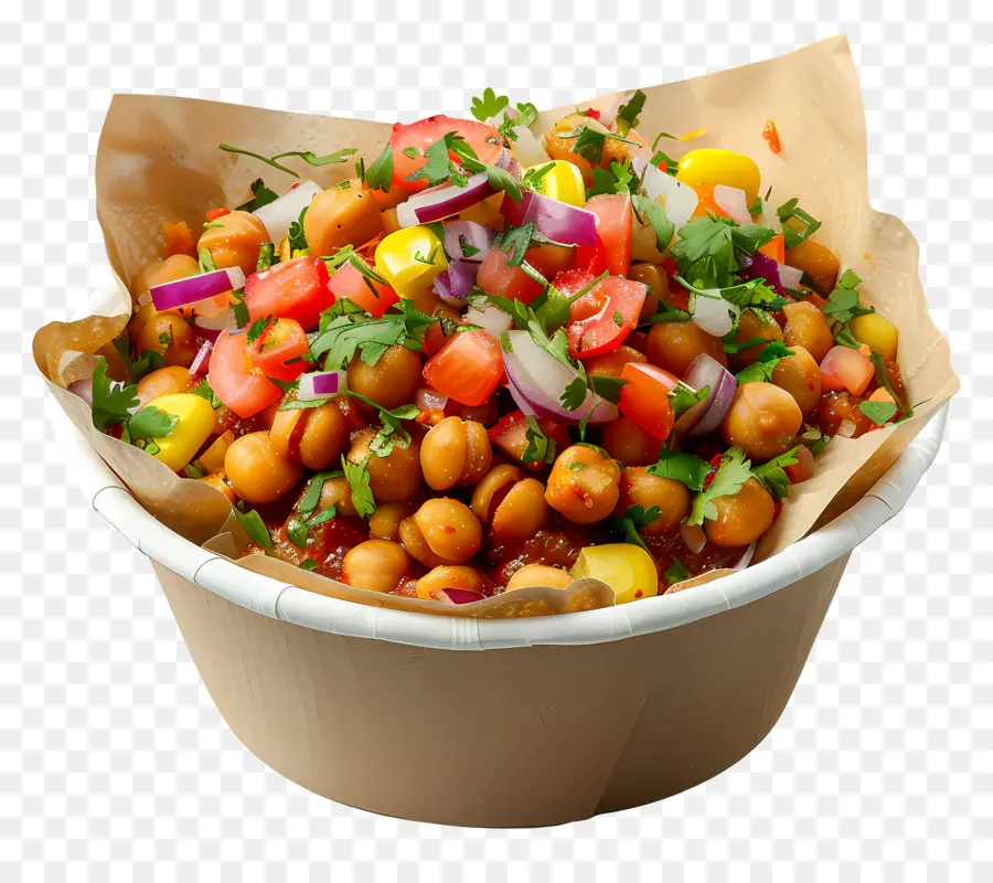 Mangkuk Chana Chaat，Salad Buncis PNG