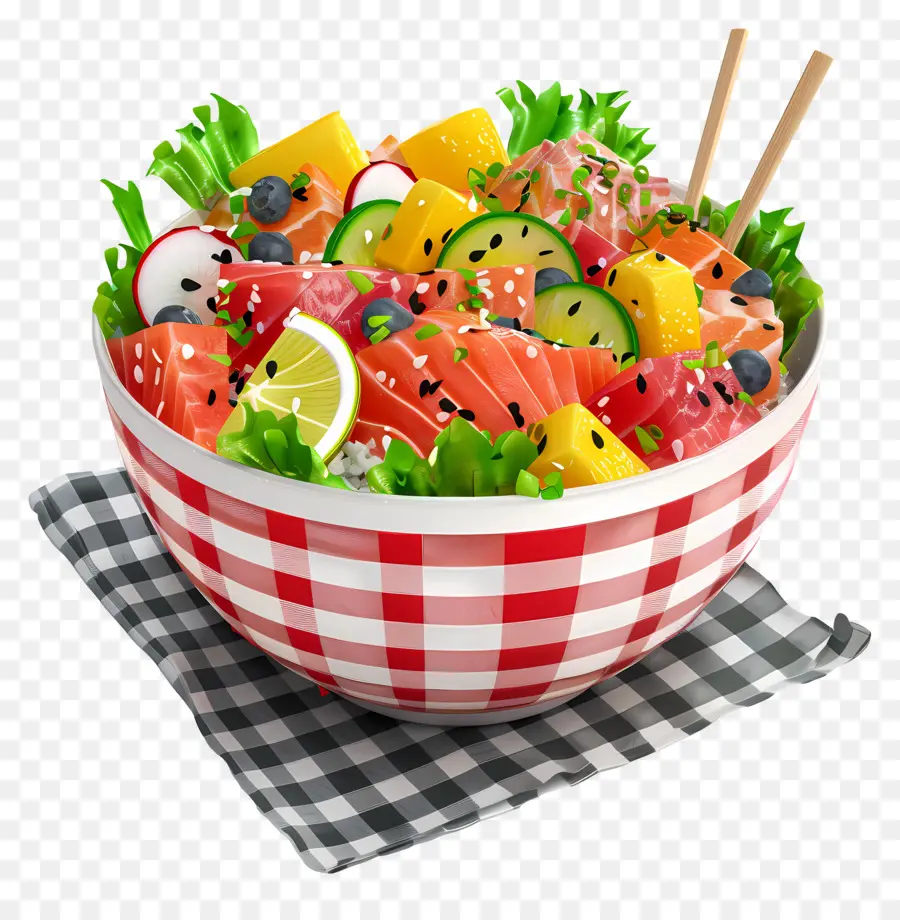 Mangkuk Poke，Salad PNG