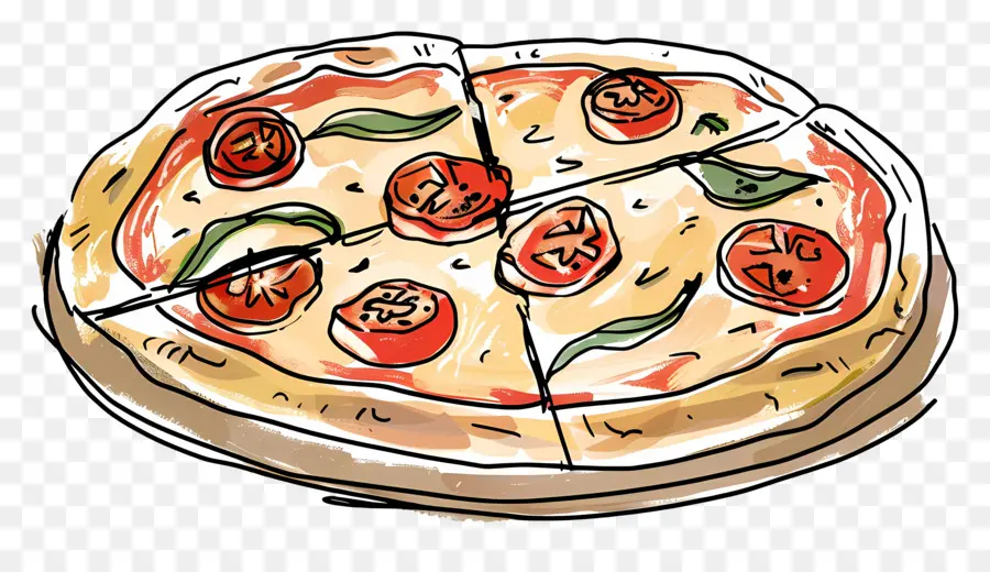 Pizza Margherita，Pizza PNG