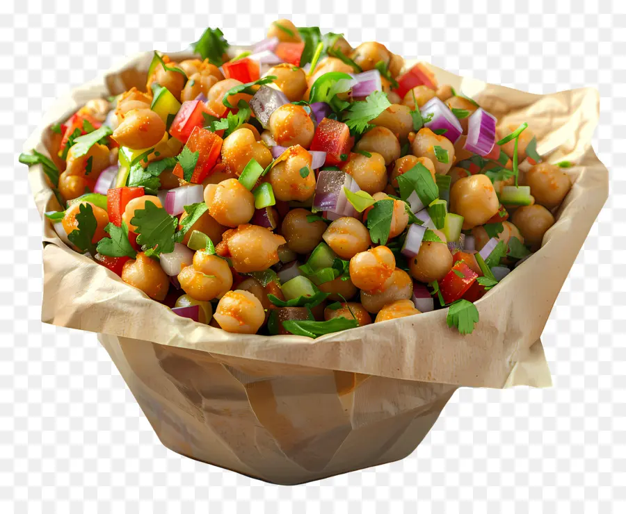 Mangkuk Chana Chaat，Salad Buncis PNG