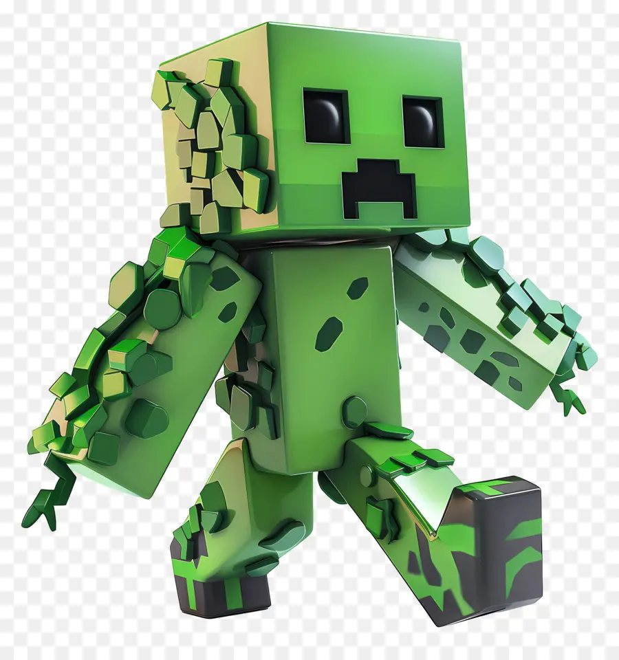 Minecraft Menjalar，Karakter Blok Hijau PNG