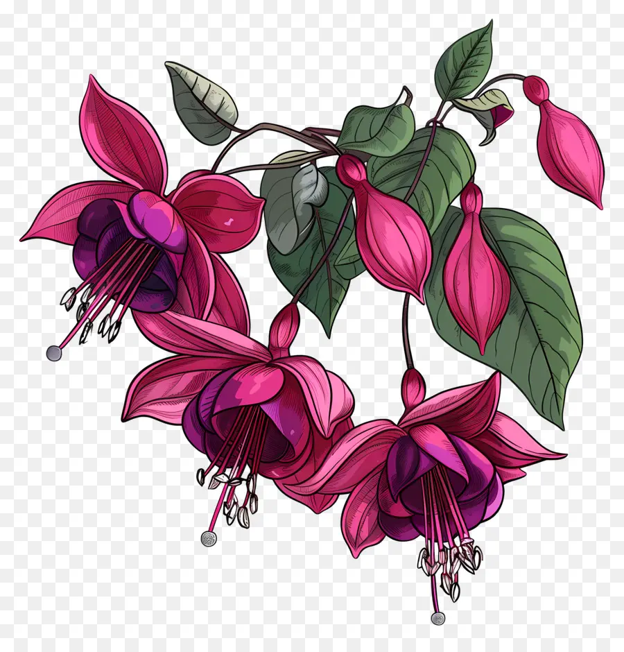 Bunga Fuchsia，Bunga Merah Muda PNG