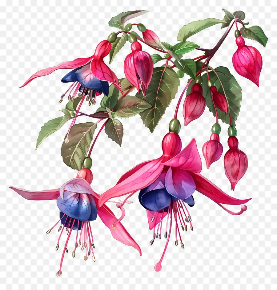 Bunga Fuchsia，Bunga Merah Muda PNG