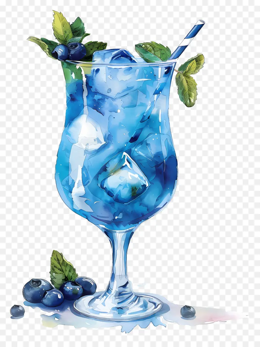 Koktail Biru，Minuman Biru PNG