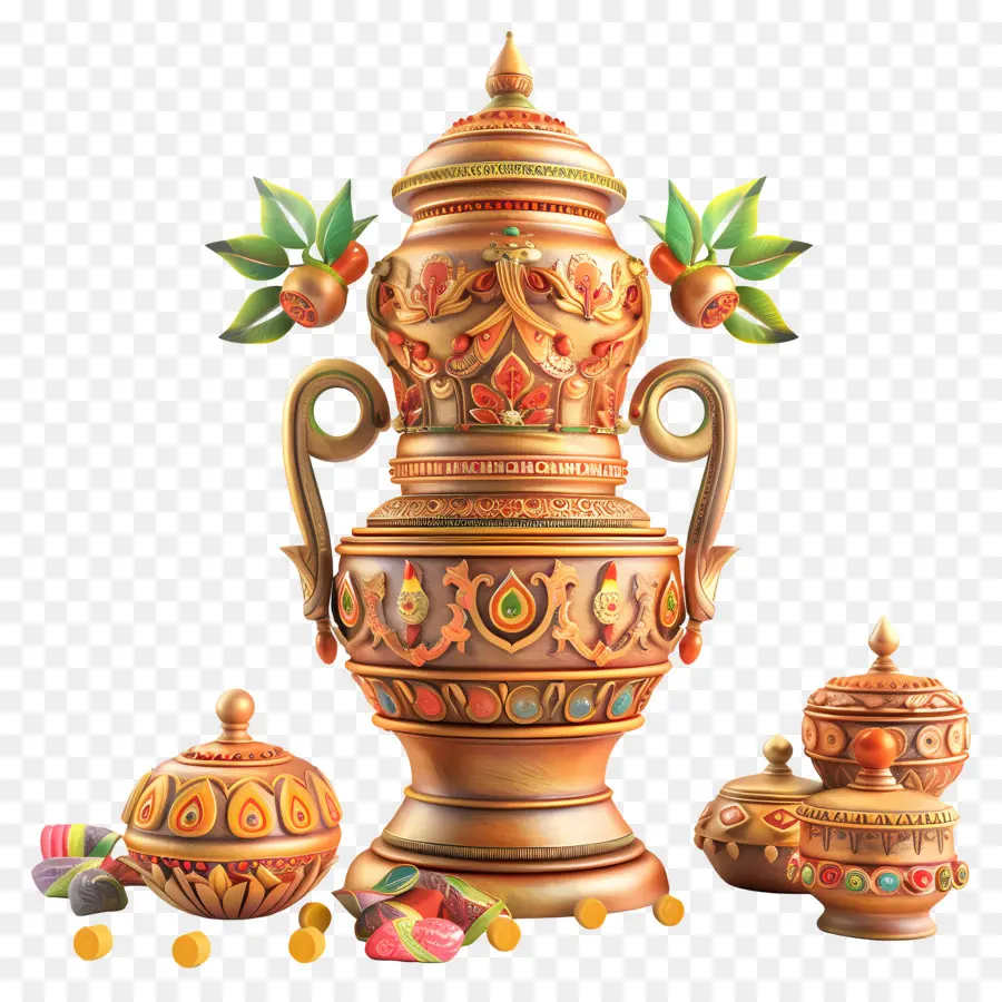 Puja Kalash，Panci Dekoratif PNG