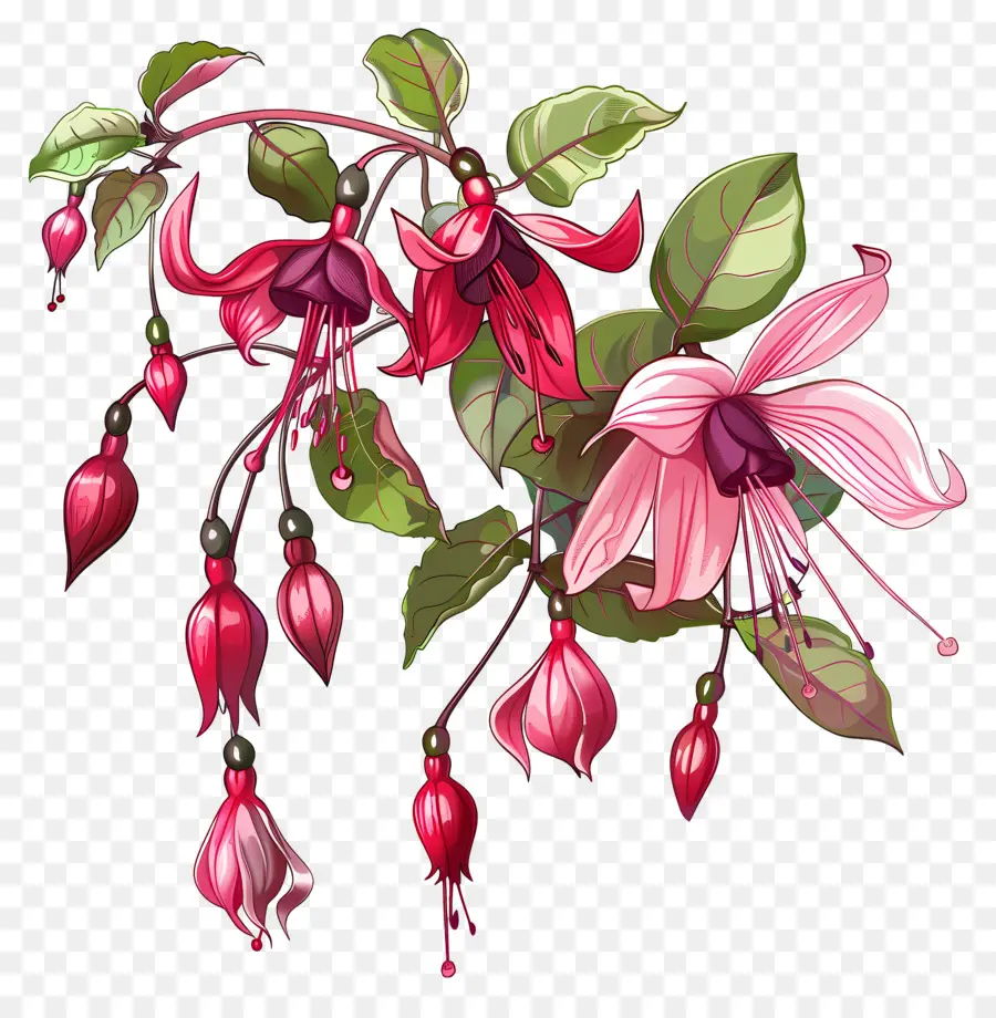 Bunga Fuchsia，Bunga Merah Muda PNG