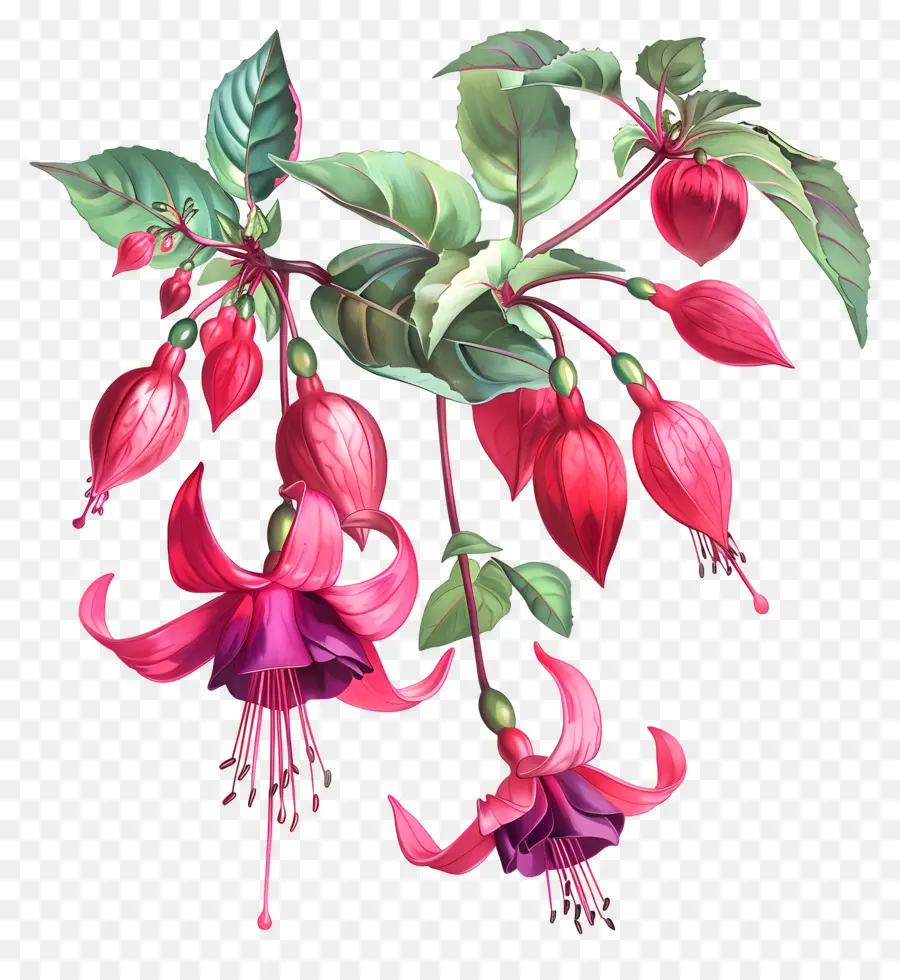 Bunga Fuchsia，Bunga Merah Muda PNG