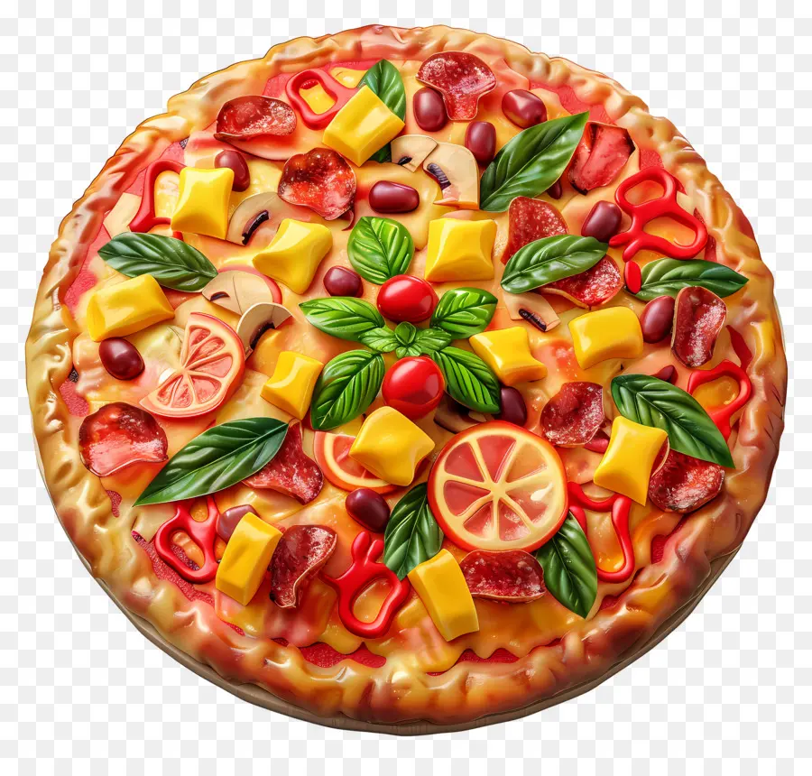 Pizza Hawaii，Pizza Dekoratif PNG