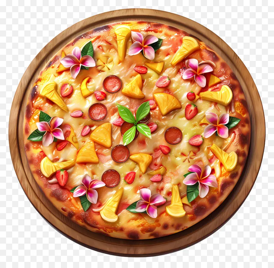 Pizza Hawaii，Pizza Dekoratif PNG