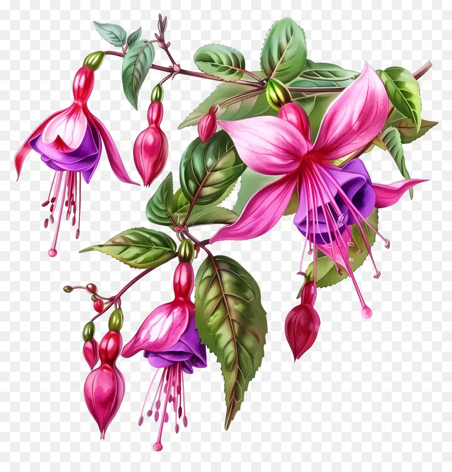 Bunga Fuchsia，Bunga Merah Muda PNG