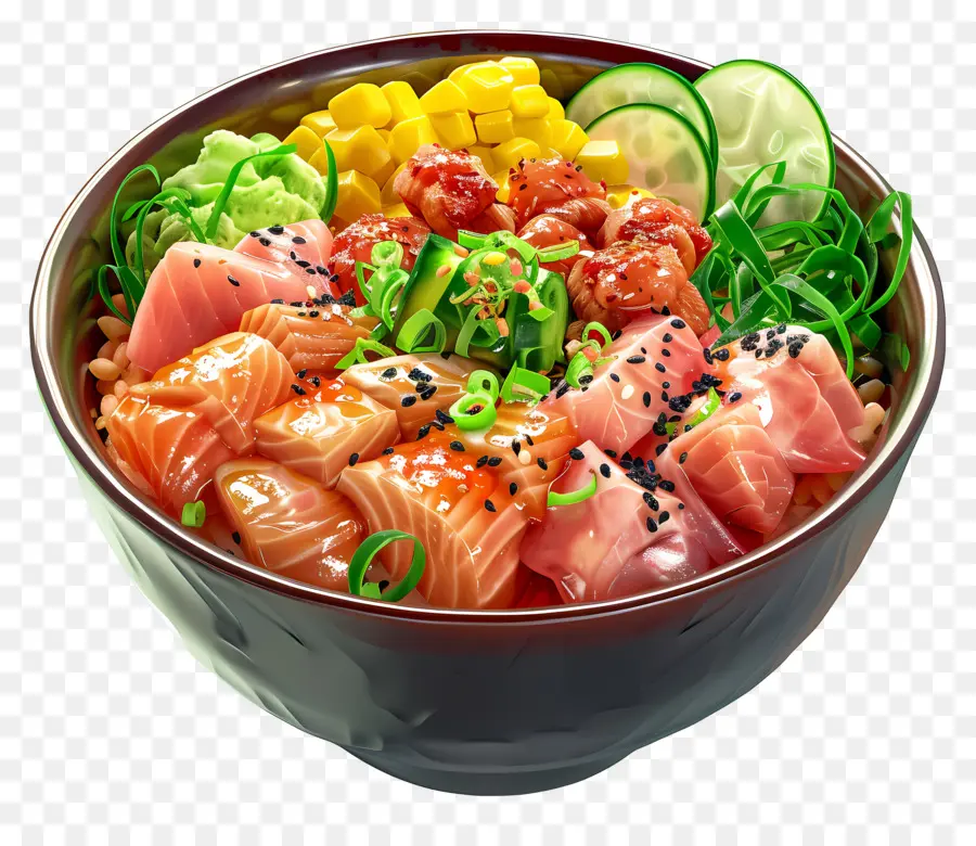 Mangkuk Poke，Sushi PNG