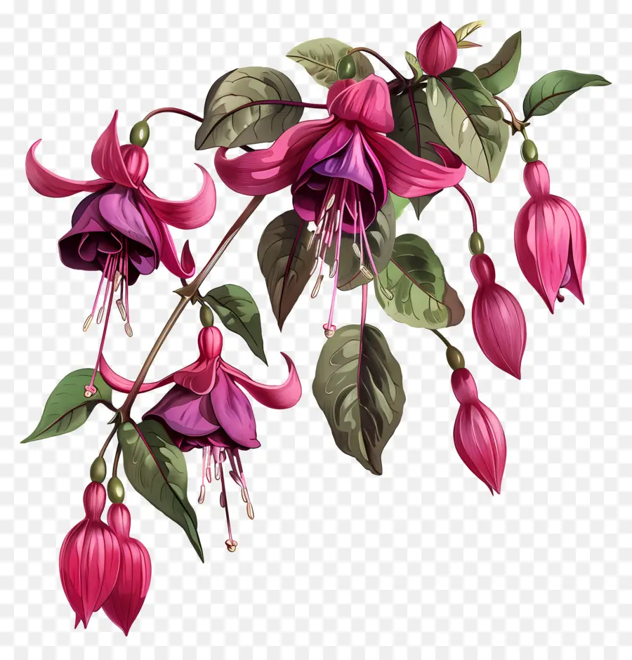 Bunga Fuchsia，Bunga Merah Muda PNG