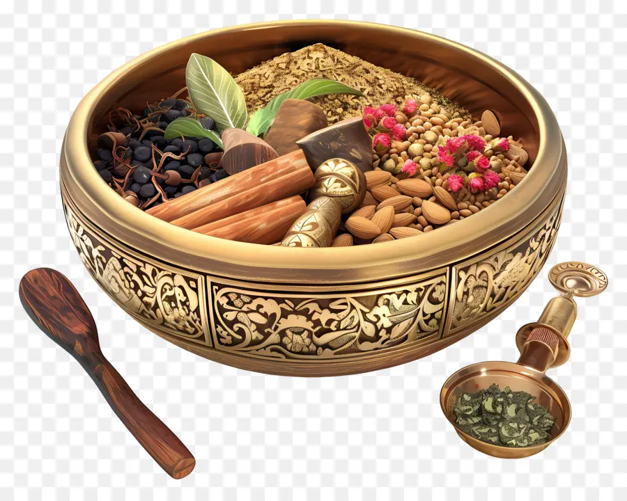 Mangkuk Ayurveda，Rempah Rempah PNG