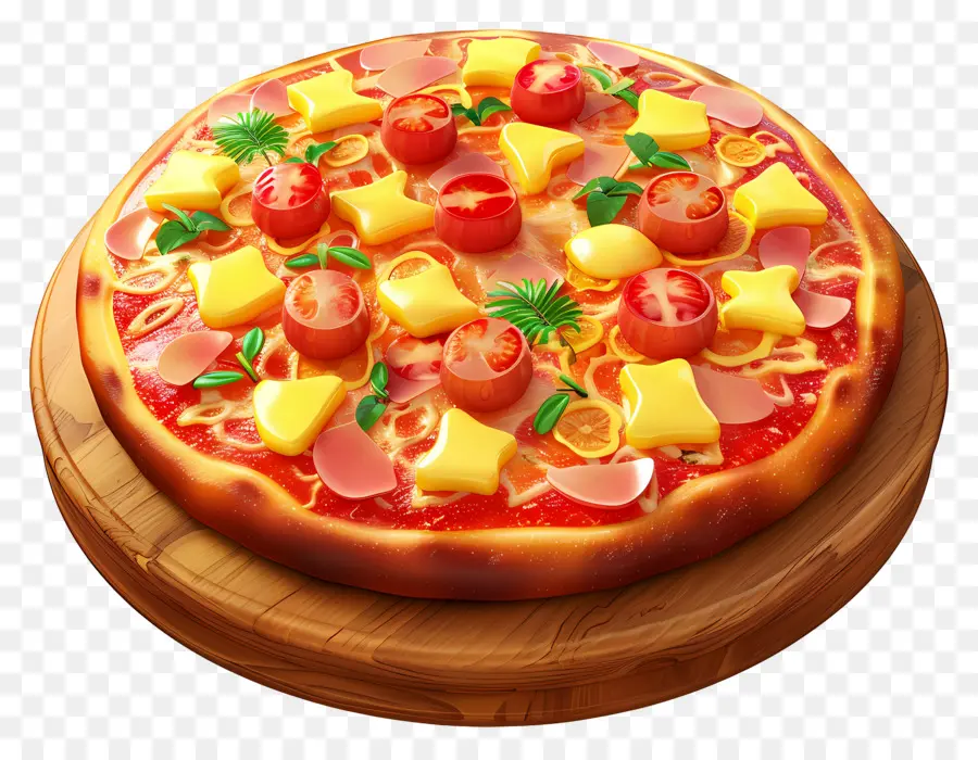 Pizza Hawaii，Pizza Dekoratif PNG