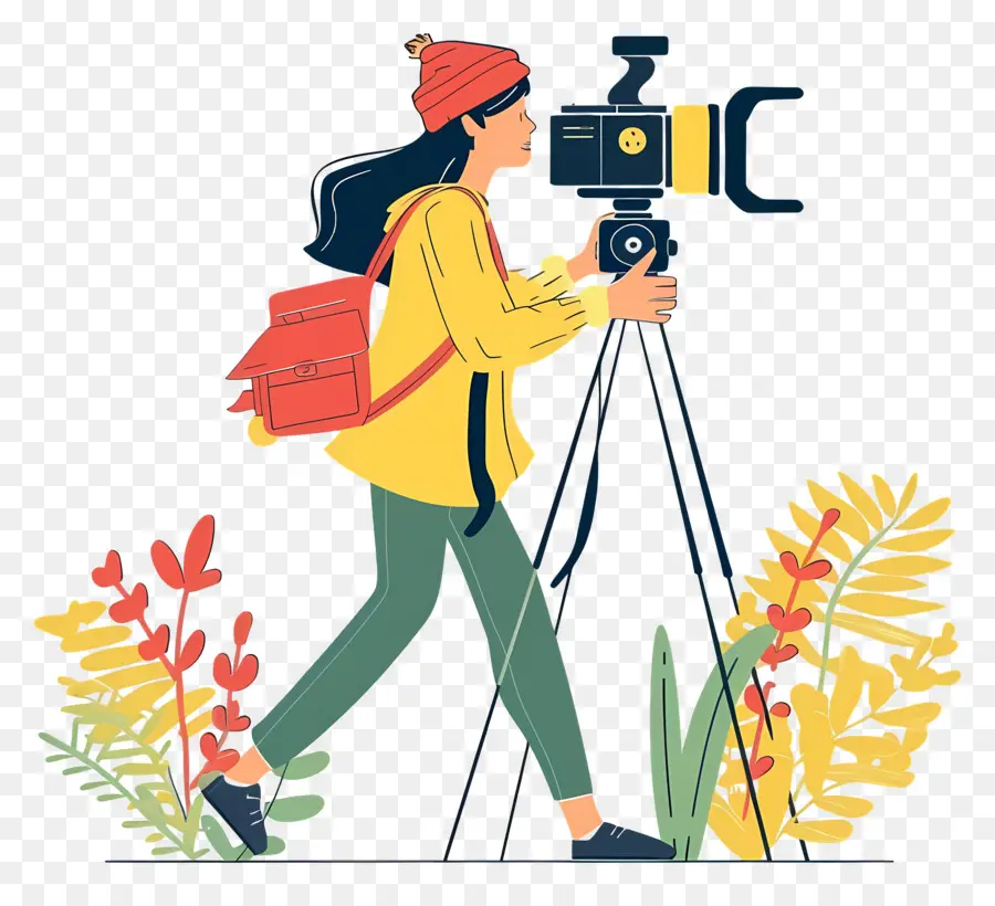 Wanita Merekam Vlog，Fotografer Dengan Kamera PNG