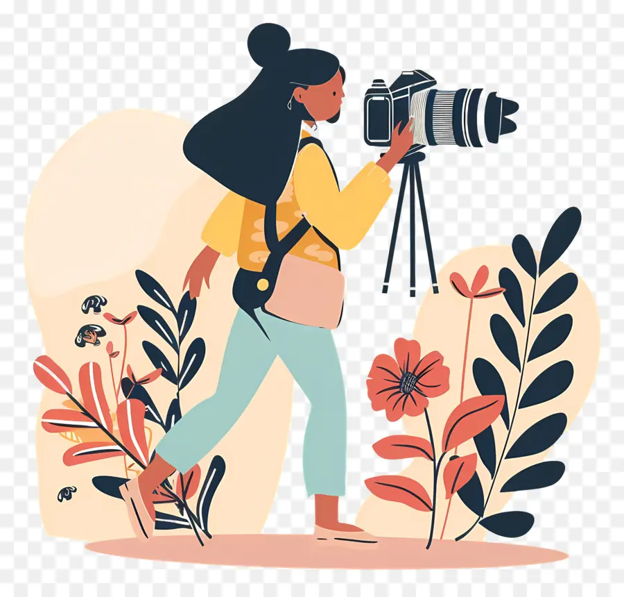 Wanita Merekam Vlog，Fotografer PNG