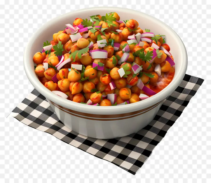 Mangkuk Chana Chaat，Salad Buncis PNG