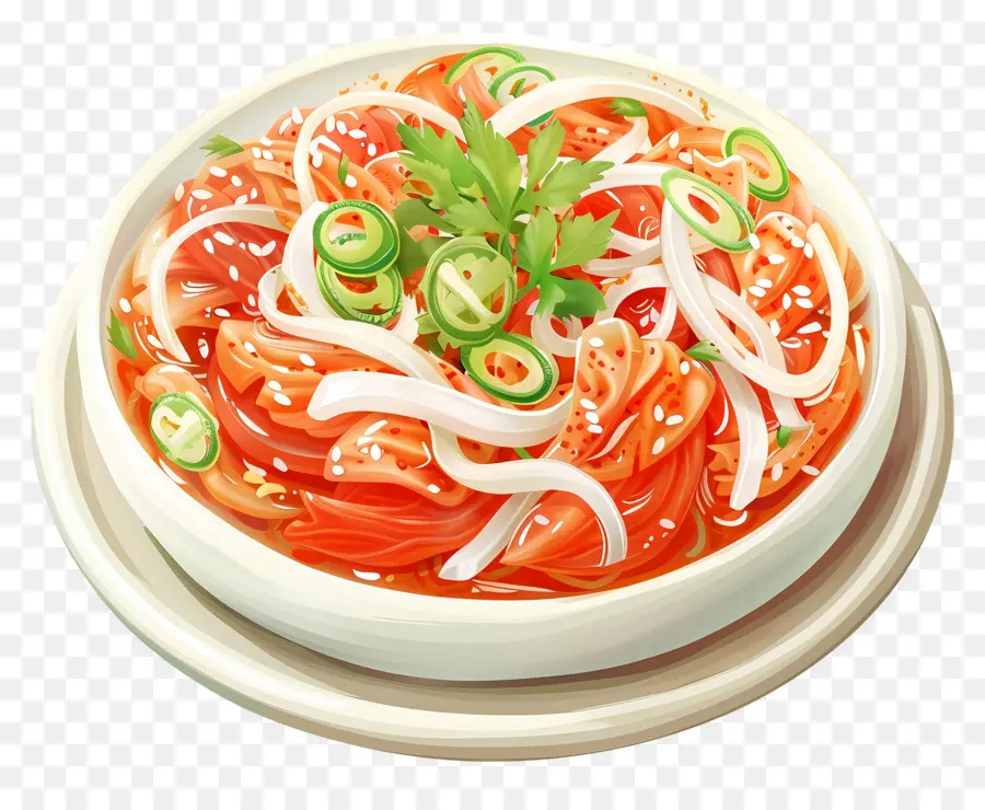 Salad Kimchi Korea，Mie Pedas PNG