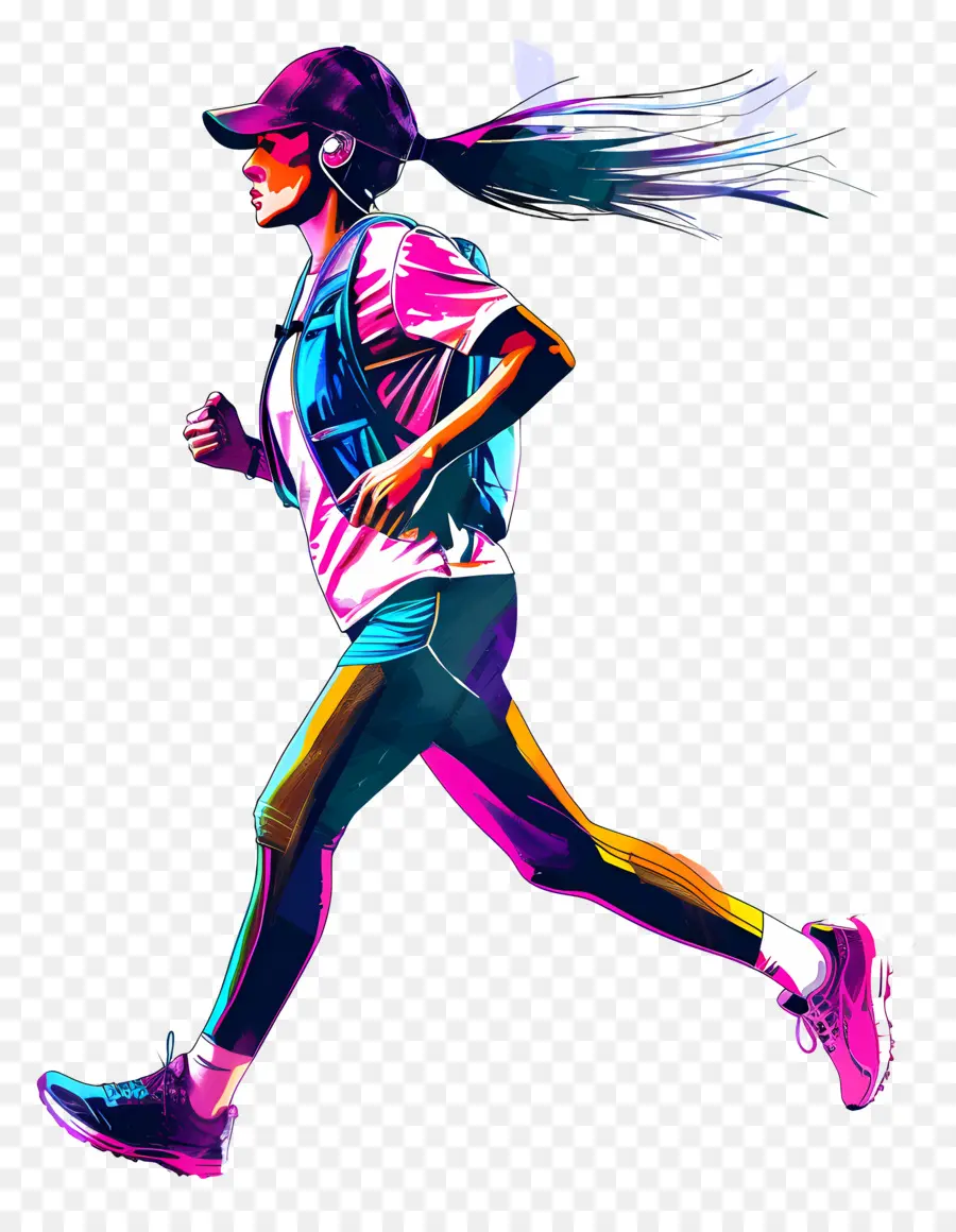 Wanita Jogging，Pelari Berwarna Warni PNG