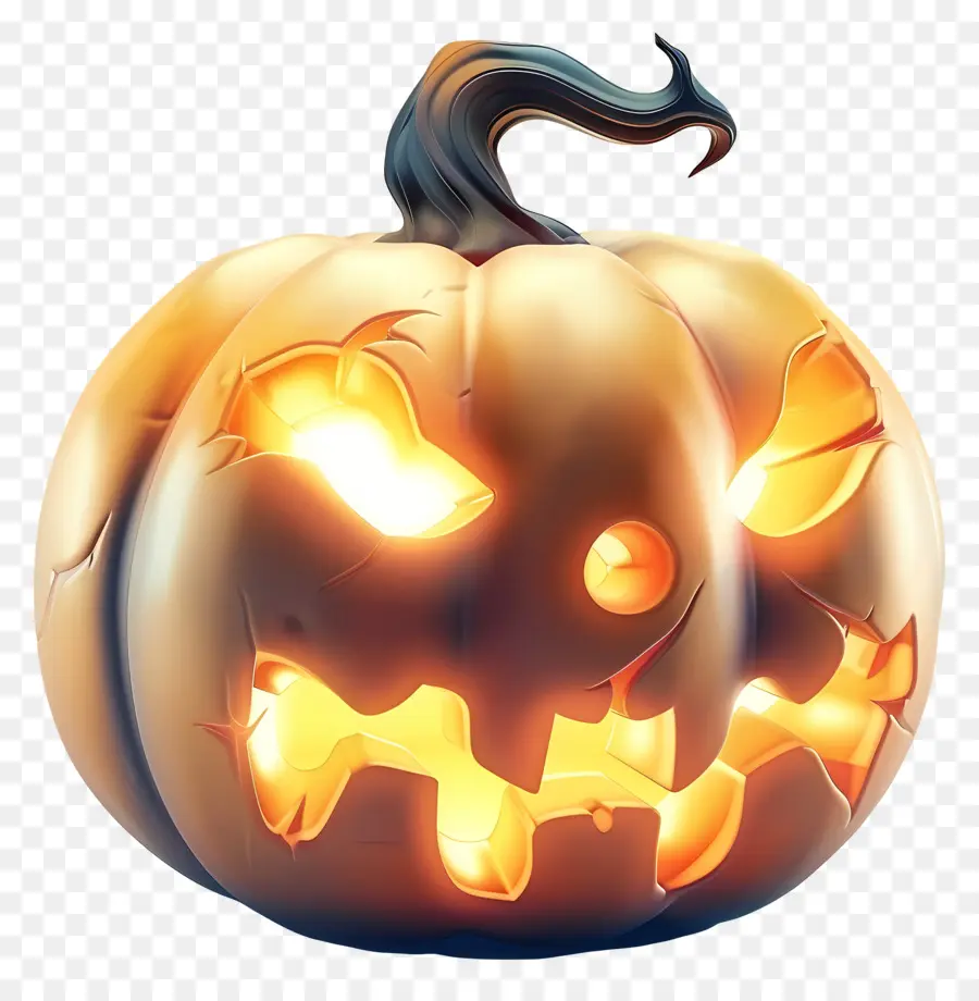 Labu Halloween Bersinar，Labu Menakutkan PNG