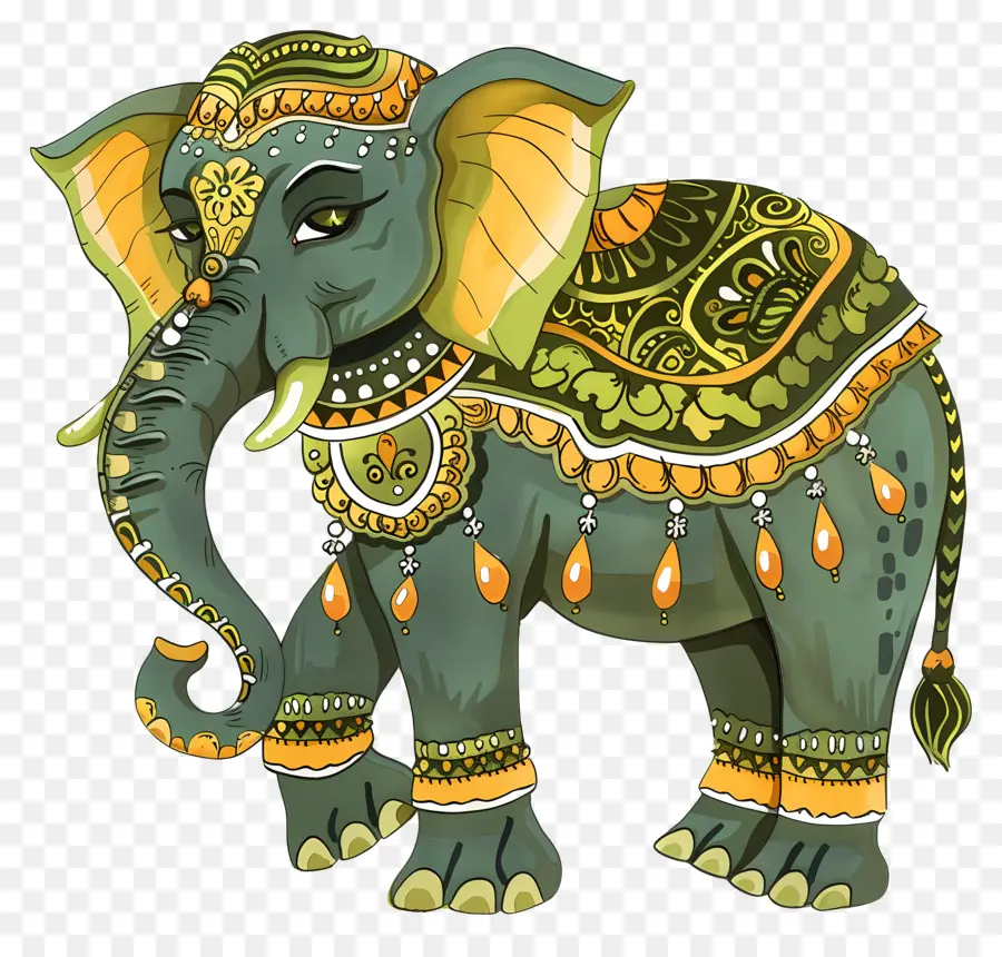 Gajah India，Gajah Yang Dihiasi PNG