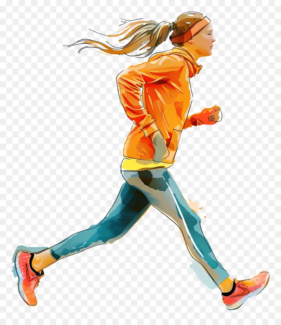 Wanita Jogging，Pelari Berwarna Warni PNG