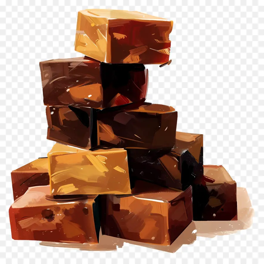 Tumpukan Fudge，Kubus Coklat PNG