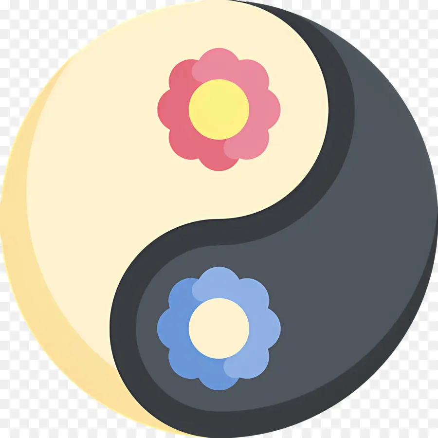 Yin Yang，Yin Yang Dengan Bunga PNG