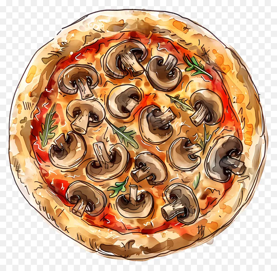 Pizza Jamur，Pizza PNG