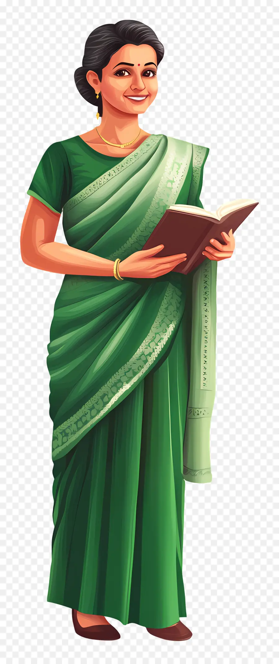 Guru，Wanita Di Saree Hijau PNG