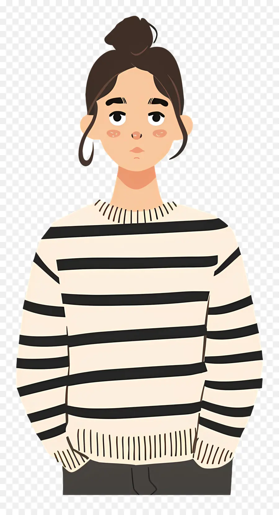 Wanita Dengan Kaus，Sweater Bergaris PNG