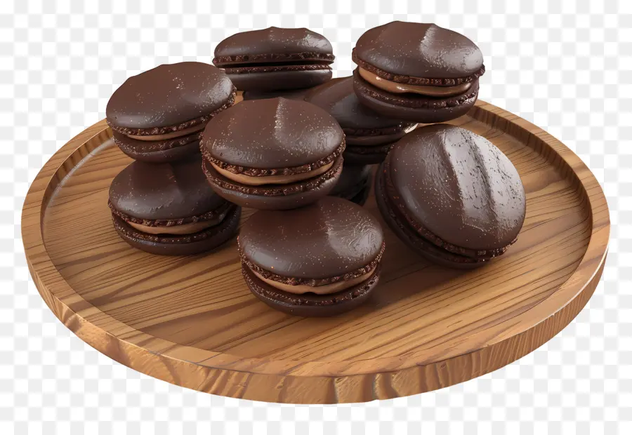 Macaron Coklat，Hidangan Penutup PNG