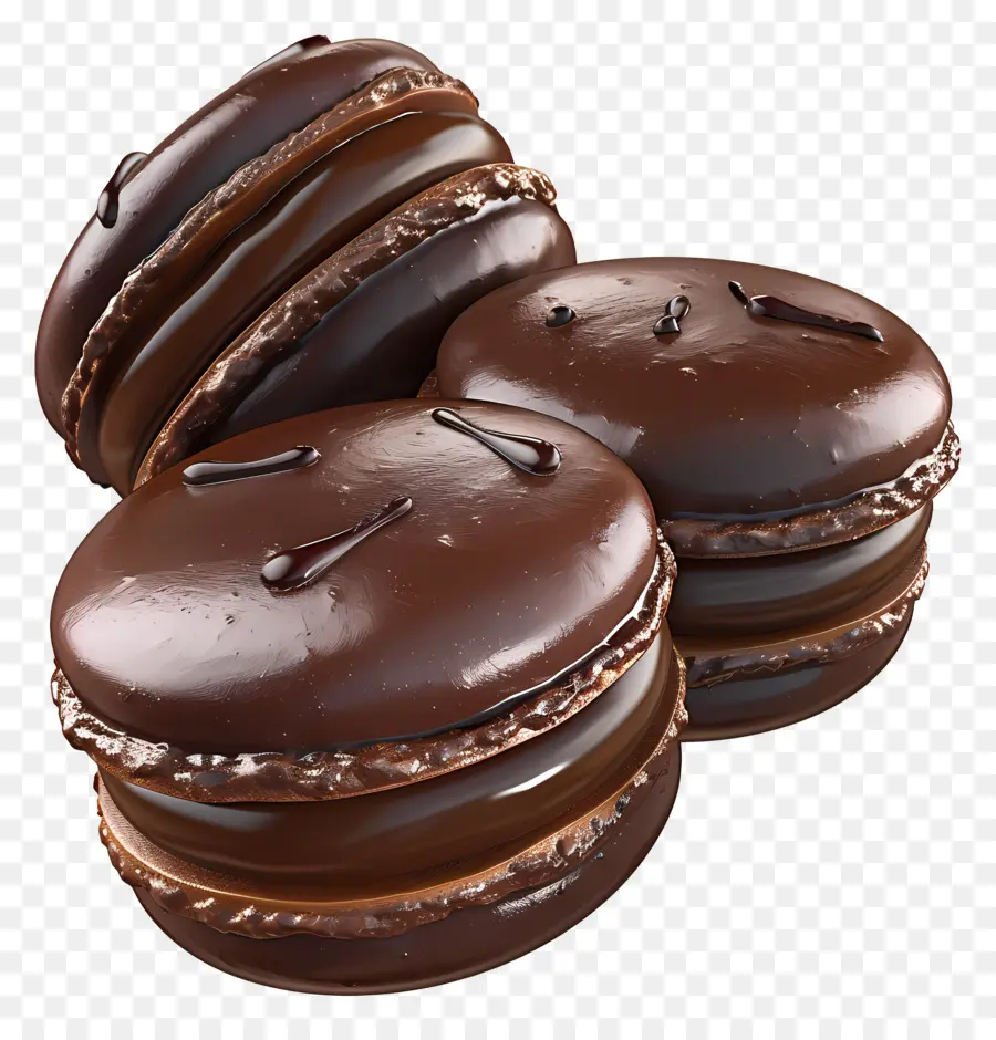 Macaron Coklat，Hidangan Penutup PNG