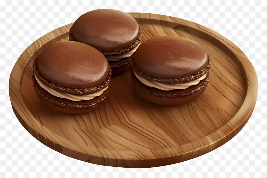 Macaron Coklat，Hidangan Penutup PNG