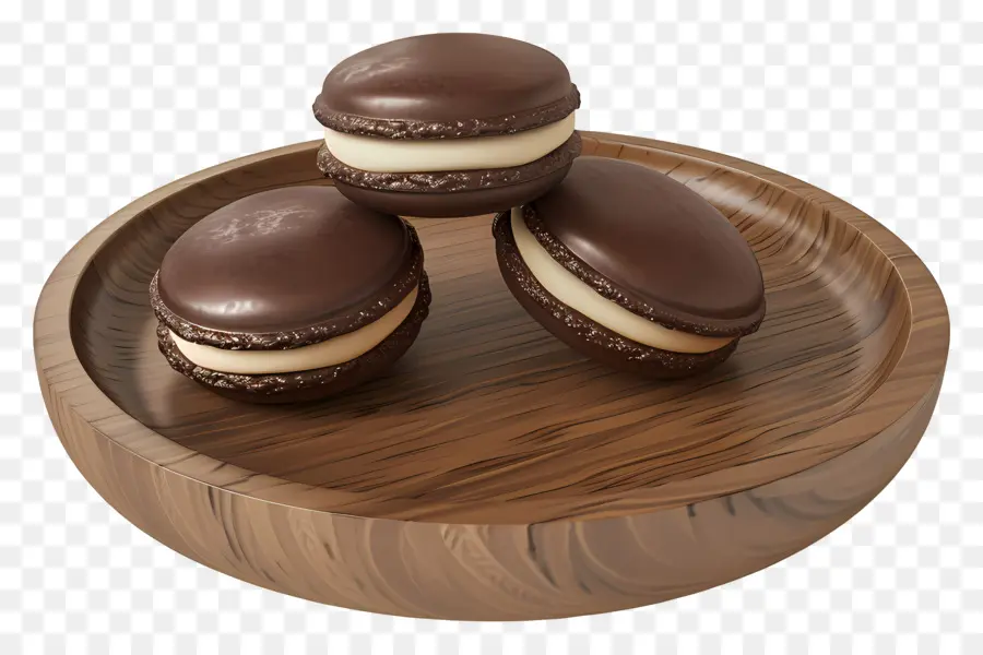 Macaron Coklat，Hidangan Penutup PNG