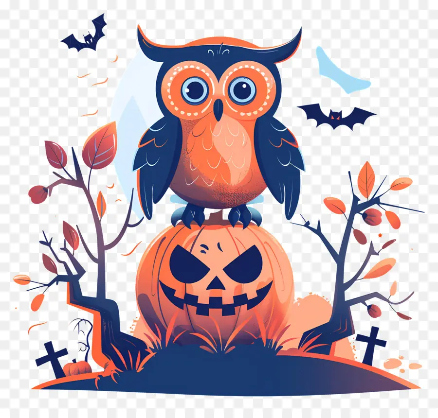 Burung Hantu Halloween，Labu PNG